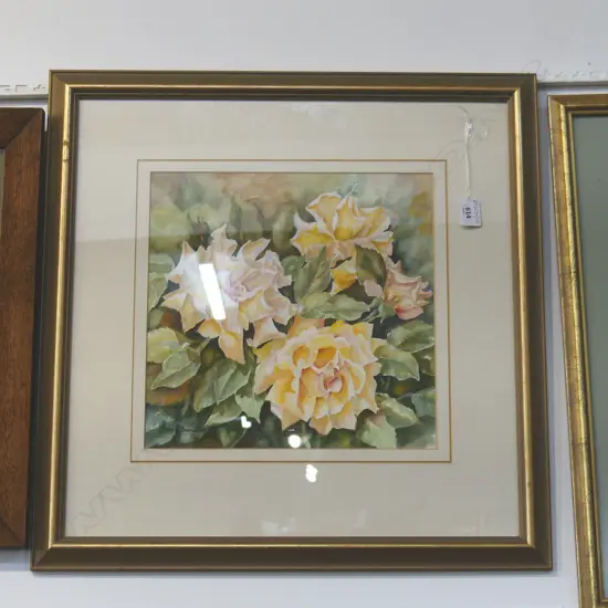 JEAN BRENNAN 'FROM MY BEDROOM WINDOW' ROSES W/C 305x310mm