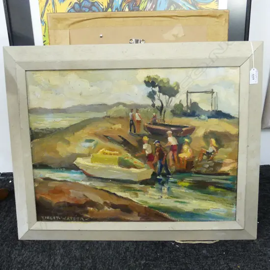 VIOLET WATSON (NZ 1906-92) LANDSCAPE OIL ON BOARD 370x495mm