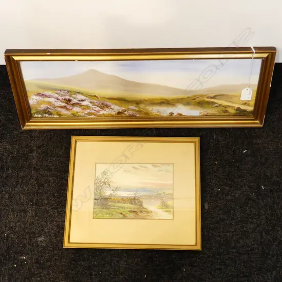 2X SMALL SCENIC PAINTINGS OIL ON BOARD + WATERCOLOUR 520X160MM + 170X120MM