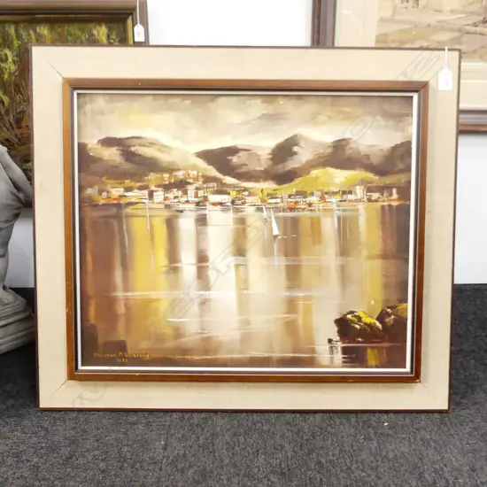 FLORENCE M. LUXFORD 'WELLINGTON FROM ORIENTAL BAY' OIL ON BOARD, 1973 480x580mm