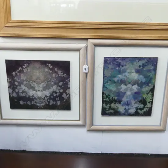 2 JAPANESE MIXED MEDIA (SILK SCREEN & EMBROIDERY) ARTWORKS; 'RING DANCE' & OTHER 305x255mm