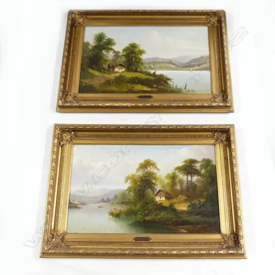 PR ANTIQUE EUROPEAN LANDSCAPE OILS ON CANVAS 395x655mm