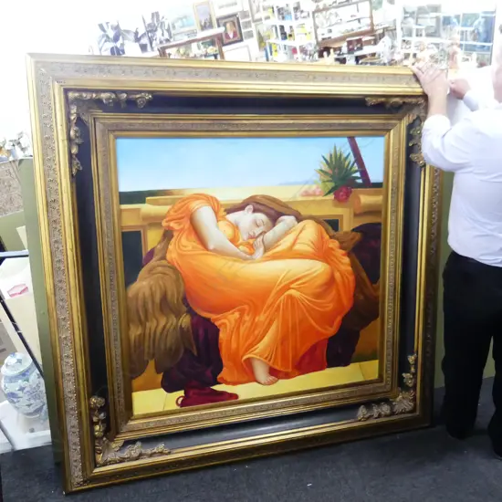 LG ARTWORK AFTER FREDERIC LEIGHTON 'FLAMING JUNE' 1895, ACRYLIC ON CANVAS 1055x1050mm