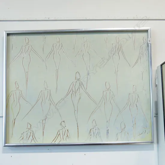 BRUNO DUTOT, ABSTRACT SILHOUETTES, OIL ON BOARD 670x870mm