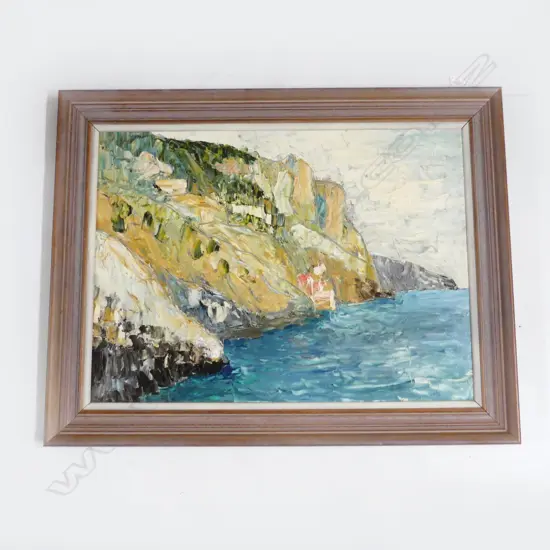 ARTIST UNKNOWN, COASTAL LANDSCAPE, OIL ON BOARD 420x580mm