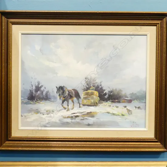 DON NEILSON 'FEEDING OUT' OIL ON BOARD 445x595mm