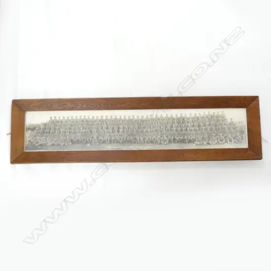 1ST REGIMENT CO. 3RD BATTALION CANTERBURY REGIMENT CODFORD CAMP MAY 1917 185x1040mm ORIGINAL OAK FRAME SOME DISTRESS