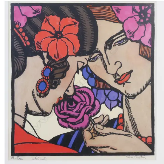 MODERN THEA PROCTOR PRINT (photo litho)  'ROSE' 400 X 350mm CONTEMPORARY FRAME