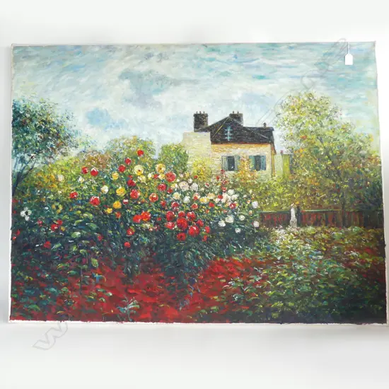 LGE IMPRESSIONISTIC OIL HOUSE & FLOWER GARDEN 900 X 1200mm