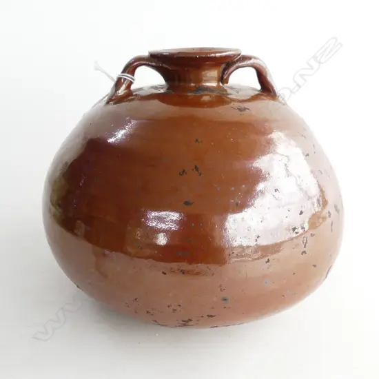 JIN DYNASTY?  PERSIMMON GLAZED TWIN EAR JUG H.160mm