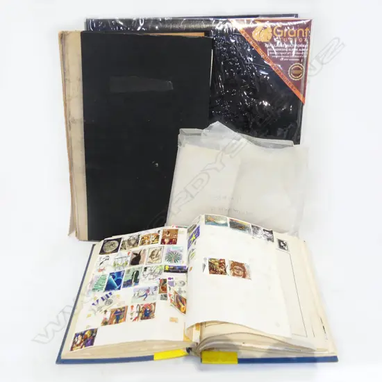 COLLECTION OF STAMPS ETC INCL. ALBUM + FDC, EMPTY ALBUM ETC