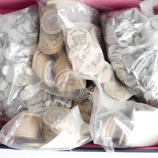 BOX LOT ASST. WORLD COINS & TOKENS