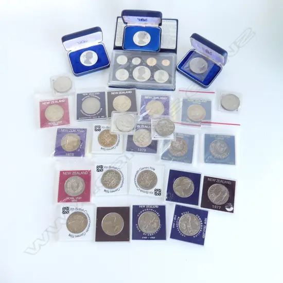 BOX ASST. CASED COMMEMORATIVE COINS ETC