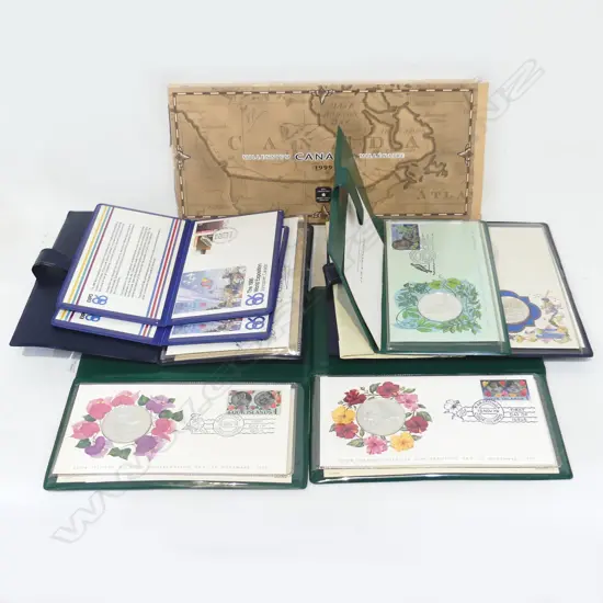 COOK ISLANDS FDCs SOME w. COINS + CANADIAN ITEMS ETC