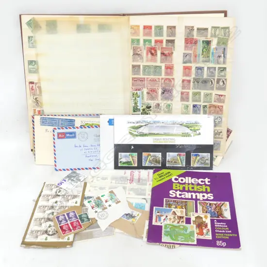 VINTAGE WORLD STAMP ALBUM + ASST. LOOSE STAMPS ETC