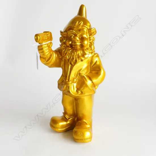 GOLD RESIN GNOME w. GUN H.310mm