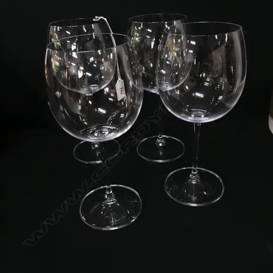 FOUR WATERFORD LONG STEM WINE GOBLETS, H215MM