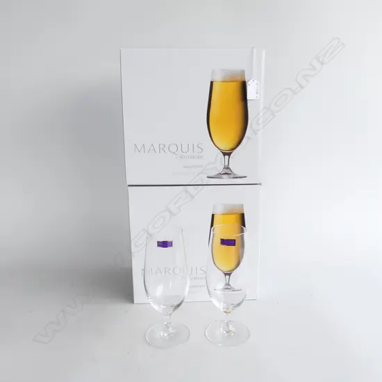 SET 8 MARQUIS BY WATERFORD stemmed BEER GLASSES as new in 2 original boxes