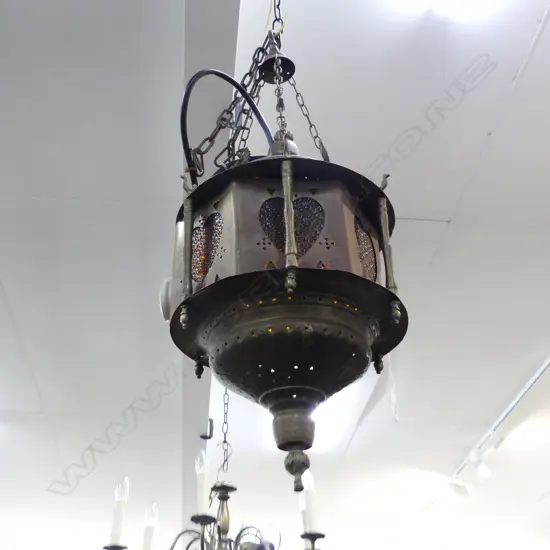 VINTAGE COPPER PENDANT LIGHT [TURKISH?] WORKING H480MM