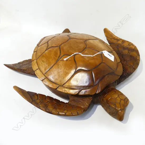 PACIFIC ? HARD CARVED WOODEN TURTLE BOWL LIDDED 400 x 380mm