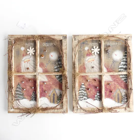 PAIR WOODEN CHRISTMAS  DECORATIONS IN SHAPE OF WINDOWS HEIGHT  300mm