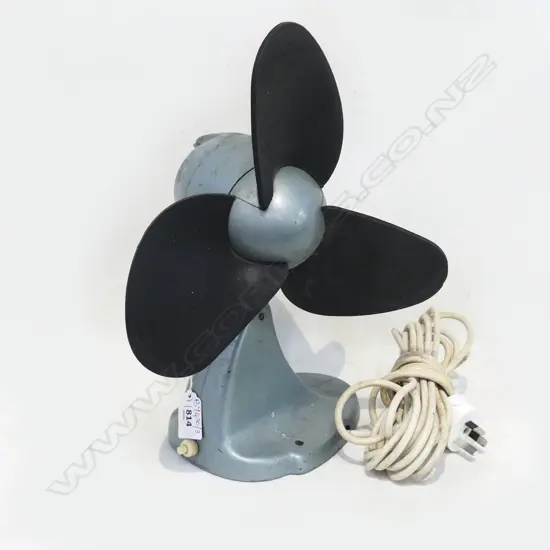 VINTAGE G.E.C. 10'' DESK FAN w. RUBBER BLADES H.325mm