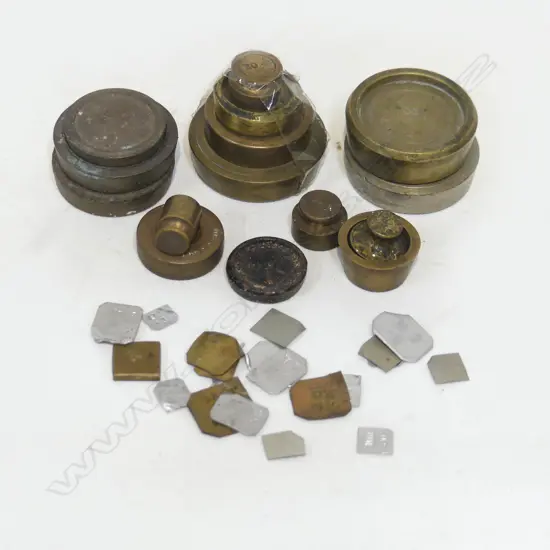 BOX ASST. BRASS WEIGHTS + GRAM WEIGHTS