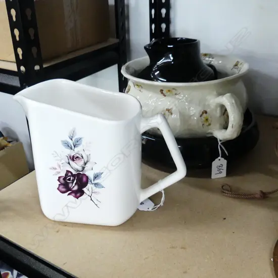 4PCS TITIAN WARE CHINA BOWL DIA 250MM CHAMBER POT DIA 210 & 2 JUGS H170MM