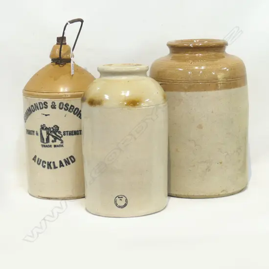 3 VINTAGE CERAMIC CROCKS H.340mm