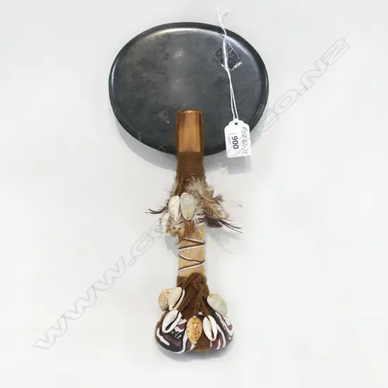 NEW CALEDONIA KANAK MONSTRANCE AX used during ceremonial rituals green stone head ? shells etc H.320mm