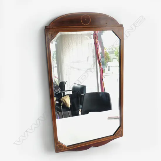 VINTAGE MIRROR; INLAID WOODEN FRAME 770x430mm