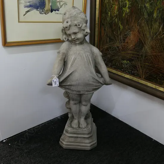 CONCRETE GARDEN VICTORIAN GIRL . WITH FLARED SKIRT. H. 600mm