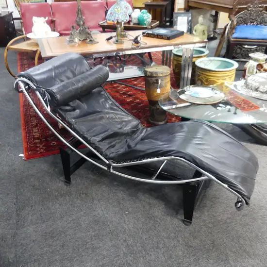 LC4 BLACK LEATHER CHAISE LOUNGE L.1600mm