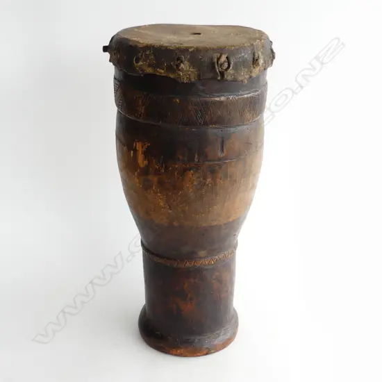 CARVED WOODEN TRIBAL DRUM H.530mm
