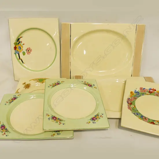 7 DECO PLATES; ALL ROYAL STAFFORDSHIRE 'THE BIARRITZ' 2x 235x345mm, 5x205x260mm  