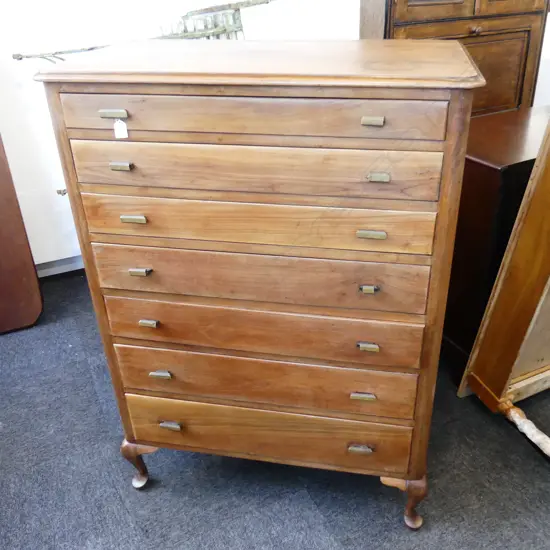 REFINISHED MAHOGANY TALL BOY 910x490x1270mm