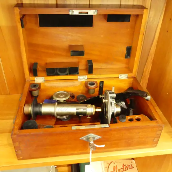 19thC CARL ZEISS JENA monocular microscope # 18234 in mahogany fitted box 