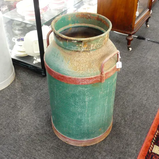 VINTAGE GREEEN PAINTED MILK CAN H.650mm