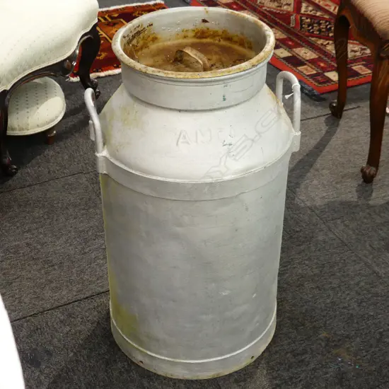 VINTAGE SILVER PAINTED 12 GAL. MILK CAN H.660mm
