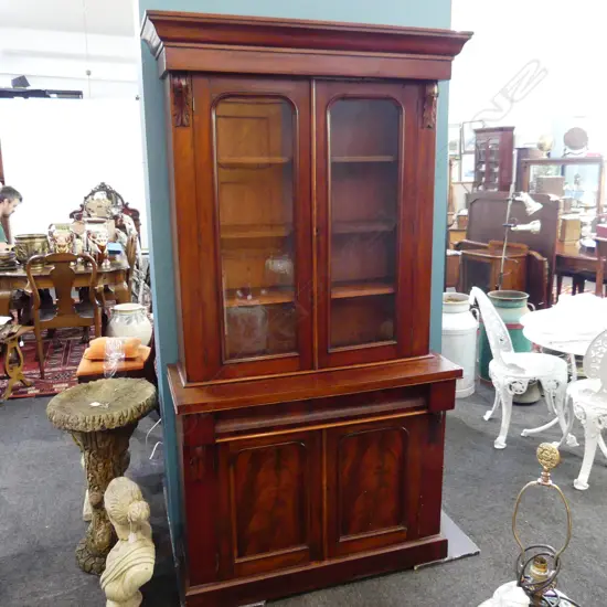VICT MAHOGANY BOOKCASE CHIFFONIER H 2030 MM