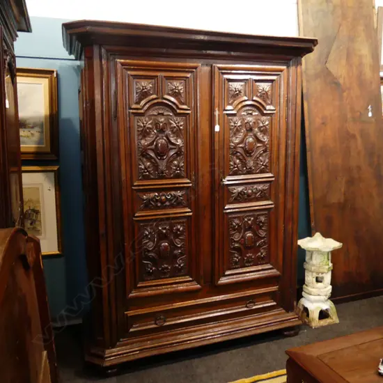 19THC FRENCH OAK ARMOIRE 1700 x 650 x 2200mm (split to top righthand corner requires att) vendor paid $25,000