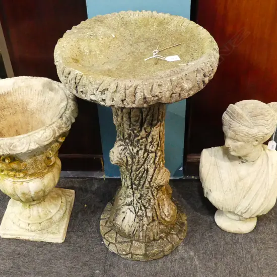 CONCRETE BIRD BATH, H620MM