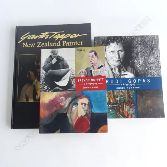 3 NZ ART BOOKS: TREVOR MOFFIT + RUDI GOPAS + GARTH TAPPER still in original wrapping