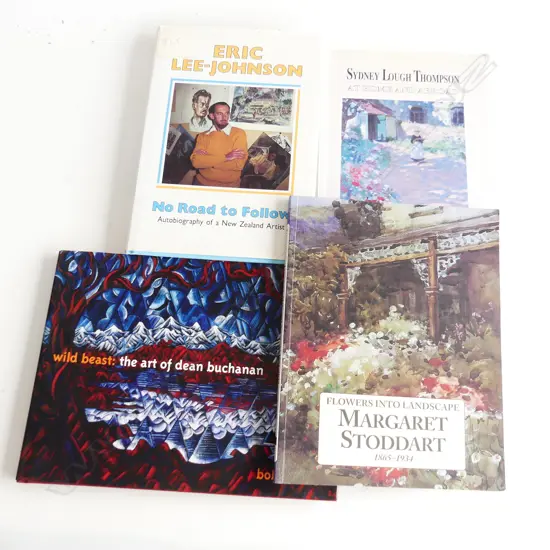 4 NZ ART BOOKS: S.L. THOMPSON + E. LEE-JOHNSON + M STODDART + DEAN BUCHANAN signed