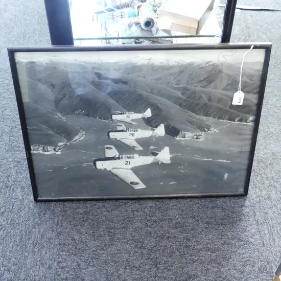 VINTAGE NZ B/W PHOTO PRINT; 3 WWII PLANES 400x550mm