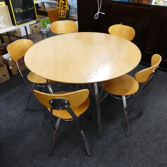 CONTEMPORARY DESIGNER PLY DINING TABLE 1100mm w. 5 CHAIRS