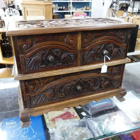 MEXICAN CARVED WOODEN CHEST 500x250x390mm