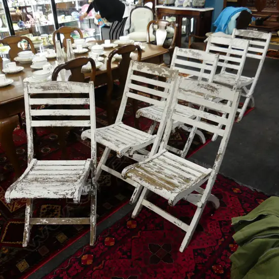 6 WHITE PAINTED FOLDING CHAIRS