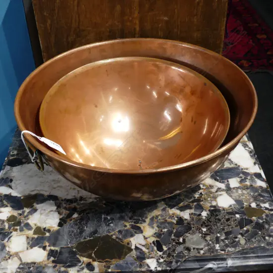 2 ST. CLAIR COPPER MIXING BOWLS 325 / 265mm dia