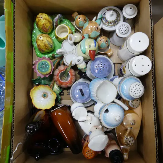 BOX LOT COLLECTION OF 12 CHINA CONDIMENT SETS